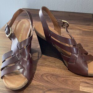 Franco Sarto Strappy Brown Wedge Sandal